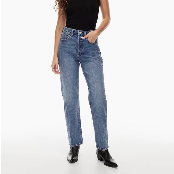 NWT Aritzia Denim Forum The Joni High Rise Loose 29L Size 27 3 Yrs Bleu N Stormy - Picture 1 of 5